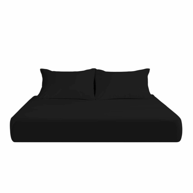 Microfibre Soft Touch Fitted Sheet 25cm Skirt Plain Dyed Bed Linen Black Super King