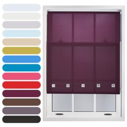 FURNISHED Roller Blinds Daylight Square Eyelet Light Filtering Easy Fit Trimmable Window Shade Purple Aubergine
