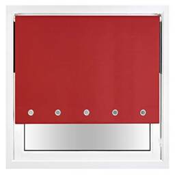 FURNISHED Blackout Roller Blind with Round Eyelets & Metal Fittings Red Red (W) 75cm x (L) 165cm