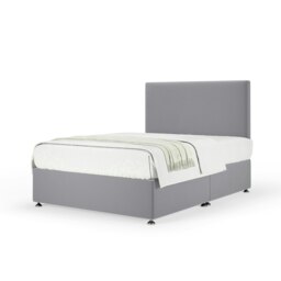 Neptune Spring Silver Plush Velvet Divan Set And Valencia Headboard Super King