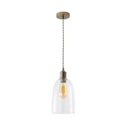 ValueLights Kira Dome Glass Brushed Brass Pendant Ceiling Light Bronze