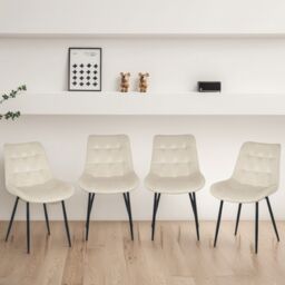 Erica Plush Velvet Comfort Dining Chairs - Set of 4 - Cream Cream One Size