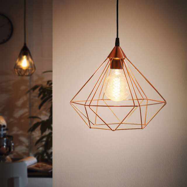EGLO Tarbes Copper-Coloured Steel Geometric Single Pendant
