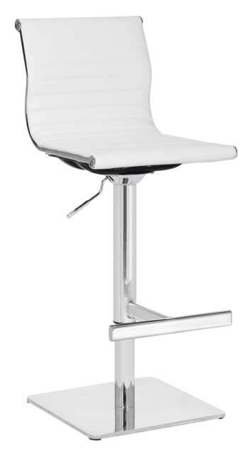 Rovigo Deluxe Breakfast Bar Stool, Chrome Footrest, Height Adjustable Swivel Gas Lift, Home Bar & Kitchen Barstool, White