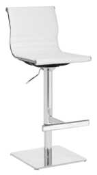 Rovigo Deluxe Breakfast Bar Stool, Chrome Footrest, Height Adjustable Swivel Gas Lift, Home Bar & Kitchen Barstool, White