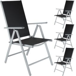 Folding garden chairs with adjustable backrests, mesh fabric Silver black/silver 4