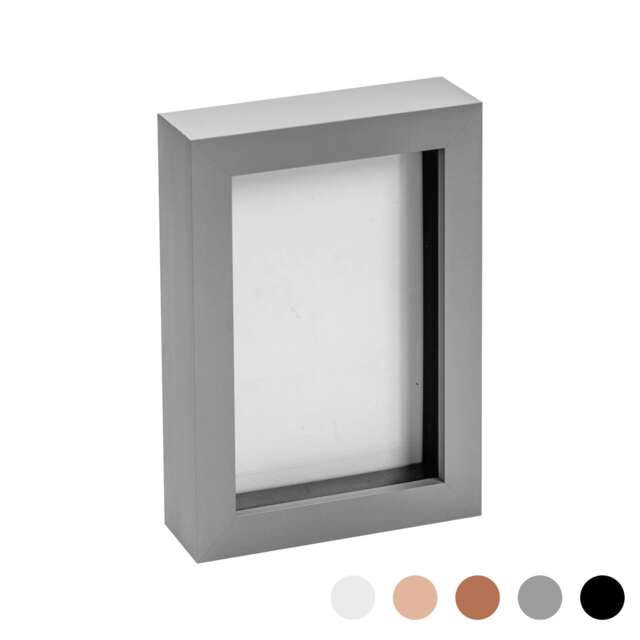 "Nicola Spring 4 x 6"" Photo Frame - Grey - 3D Photo Frame Picture Frame Box Portrait Display Case (17.5 x 12.5cm)"