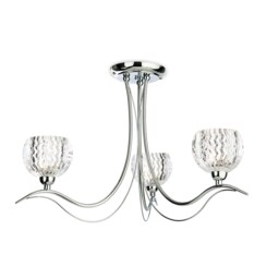 Blanche 3 Light Semi Flush Multi Arm Ceiling Light Chrome, Moulded Clear Glass, G9