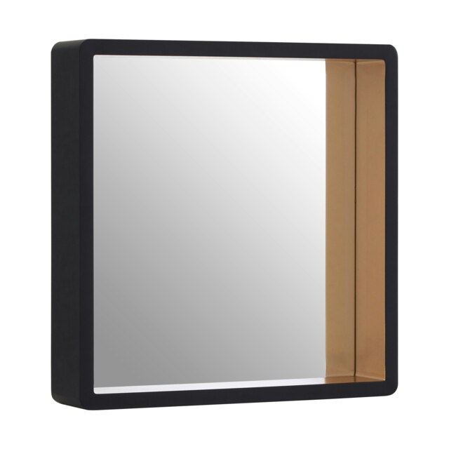Trosa Medium Black Wall Mirror with Gold Edge Black