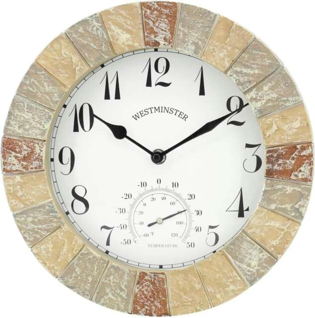 Marco Paul 25cm Stone Slate Wall Clock Cream