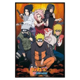 Gloss Black Framed Naruto Shippuden Group Maxi Poster Multi