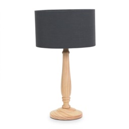 ValueLights Victoria Light Wood Table Lamp Charcoal Shade and Bulb