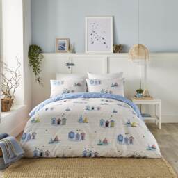 Fusion Beach Huts Duvet Cover Set Blue