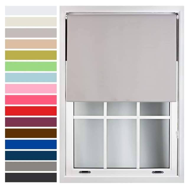 FURNISHED Roller Blind Made to Measure Blackout Fabric with Metal Fittings Easy Fit Grey Grey (W) 120cm x (L) 210cm