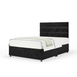 Majestic 1000 Pocket Sprung Black Naples Velvet Divan Set And Milan Headboard Single