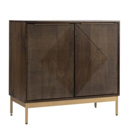 Zaine Carving Small Sideboard - Mango Wood - L40 x W80 x H76 cm - Dark Finish - Assembly Required Brown