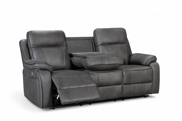 Faux Leather Grey 3 Seater Electric Recliner Sofa VEGAS
