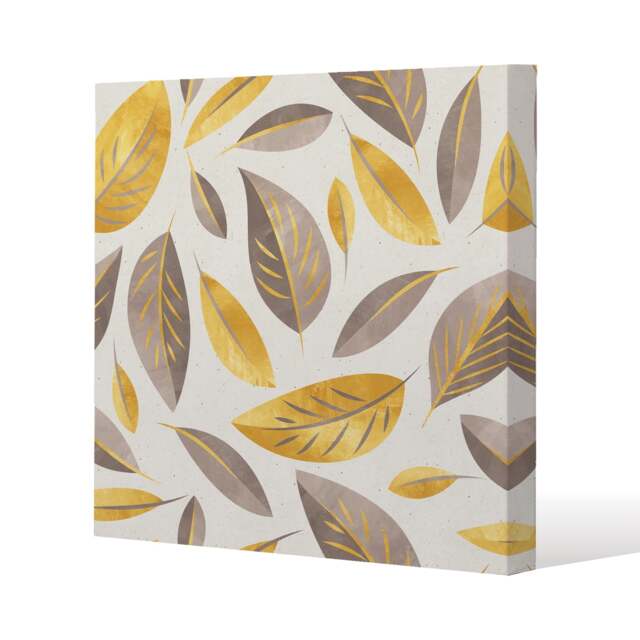 Botanical gold and purple leaf (Canvas Print) / 77 x 77 x 4cm Multi
