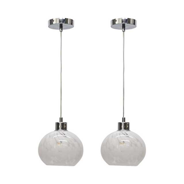 Set of 2 Confetti - Glass Globe with Chrome Pendant Fittings