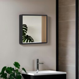 Bisha Small Black Wall Mirror with Gold Edge Black