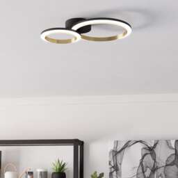 EGLO Calliera Black & Brass Steel Dual LED Circle Modern Ceiling Light
