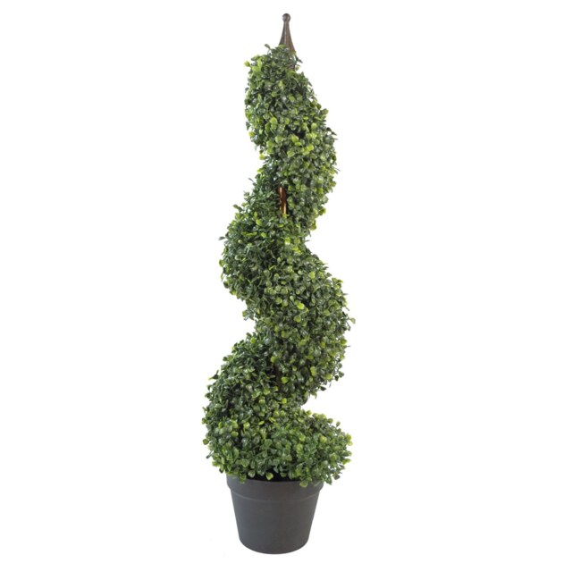 Artificial Boxwood Spiral Tree Topiary 90cm Buxus Spiral Single Green 3ft