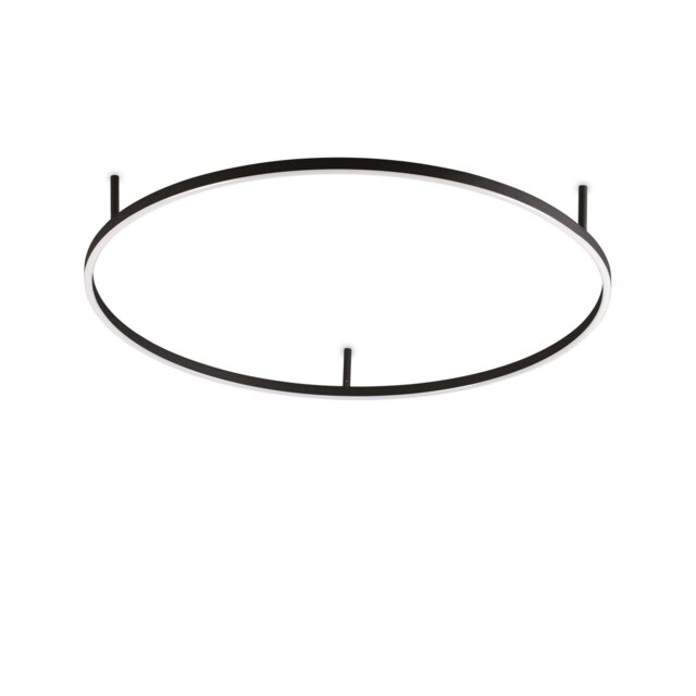 Oracle Slim 90cm Non Dim 4000K Round Integrated LED Semi Flush Ceiling Light Black
