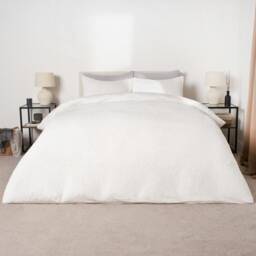 OHS Teddy Fleece Ultra Soft Duvet Cover and Pillowcase Bedding Set, Single - White