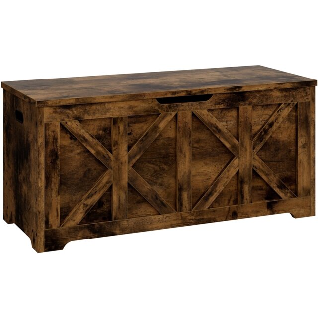 Yaheetech 132L Rustic Farmhouse Style Storage Bench-Rustic Brown Brown Rustic Browm 100 cm L × 40 cm W × 46.5 cm H 1