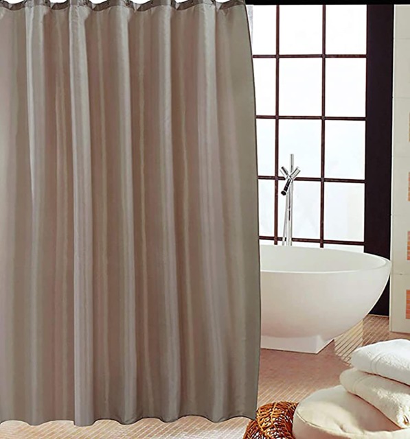 KAV - Polyester fabric Shower Mould and Mildew Resistant Curtain 180 x 180 cm (71 x 71 Inch) Latte Matching Hooks