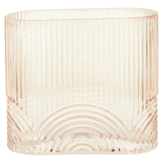 Interiors by Premier Small Pink Glass Vase, Textured Glass Flower Vase, Embossed Detailing Pink Modern Vase for living rooms Pink