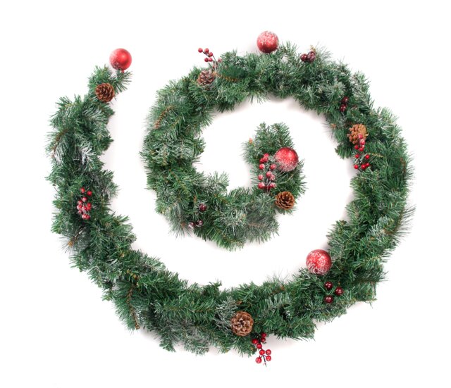 Best Artificial 9ft Lightly Frosted Red Decorated Christmas Garland
