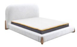 4ft6 Double Low Profile White Soft Fabric Upholstered Wood Bed Frame White Double