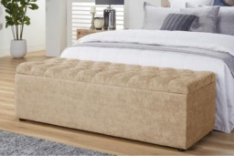 150cm Chesterfield Ottoman Storage Box -Upholstered Blanket Box - Beige Naple Ottoman Bench