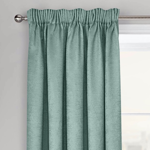 Velosso Westwood Dimout Pencil Pleat Curtains - 117cm x 137cm Green Duck Egg