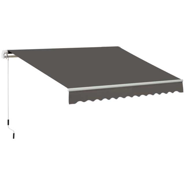 Outsunny Manual Retractable Awning Garden Shelter Canopy 3 x 2m Grey Grey 1