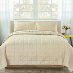 Velosso Nolan Quilted Bedspread Set Cream Cream Double
