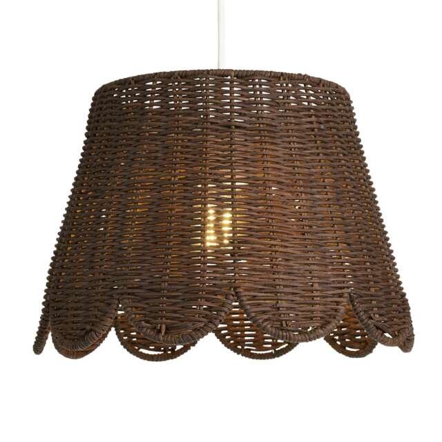 BHS Kuta Scallop Rattan Easyfit Shade, Dark Brown Multi 1