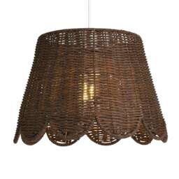 BHS Kuta Scallop Rattan Easyfit Shade, Dark Brown Multi 1
