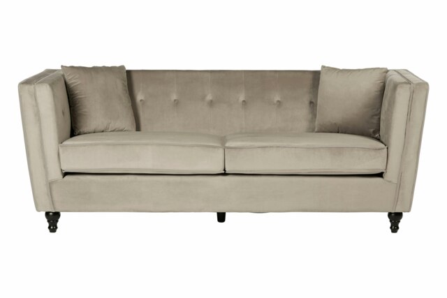 Ferris Mink Velvet 3 Seat Sofa Cream Three Seater