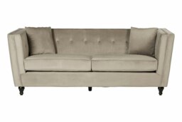 Ferris Mink Velvet 3 Seat Sofa Cream Three Seater