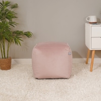 rucomfy Velvet Cube Bean Bag Pouffe - Soft Stylish Footstool