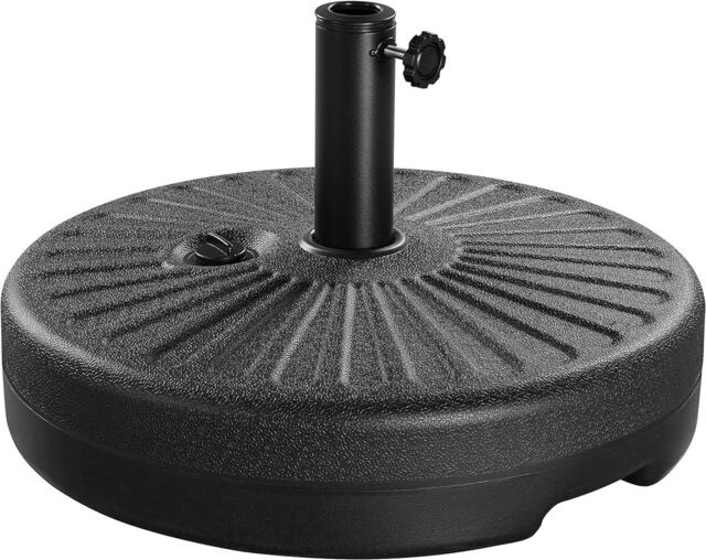 35kg Heavy Duty Water Sand Fillable Parasol Base Stand Fits 38mm/48mm Parasol Poles Black