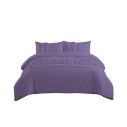 Ruffle Design Duvet Cover Soft Elegant Bedding Set with Pillowcases Purple Lilac Single