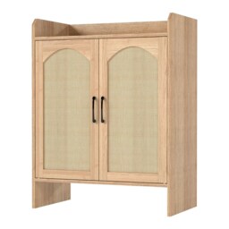 Levede Shoe Cabinet 5-Layer Rattan Double Wooden Doors White Entrance Storage