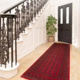 Red Low Pile Traditional Persian Style Velvet Texture Area Rug 80cm x 300cm