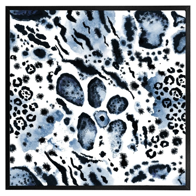 Blue Leopard Print (Picture Frame) Black - L