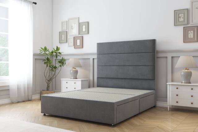 Sloomy Texas Armour Coniston Divan Bed Base 4 Drawers With 54 Inch Floor Standing Headboard Grey Armour Small Double 1