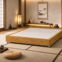 Kyoto Low Platform Divan Bed 4FT6 Double Mustard Plush Velvet