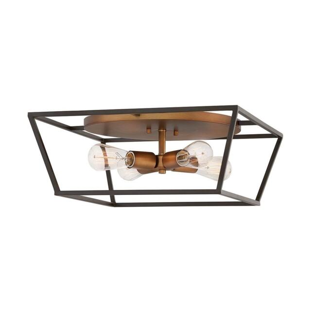 Hinkley Fulton Multi Arm Semi Flush Ceiling Lamp Bronze with Heirloom Brass Accents